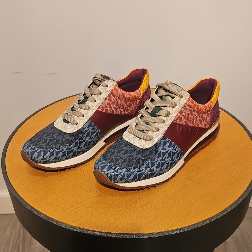 Michael Kors Blue and Red Patterned Sneakers